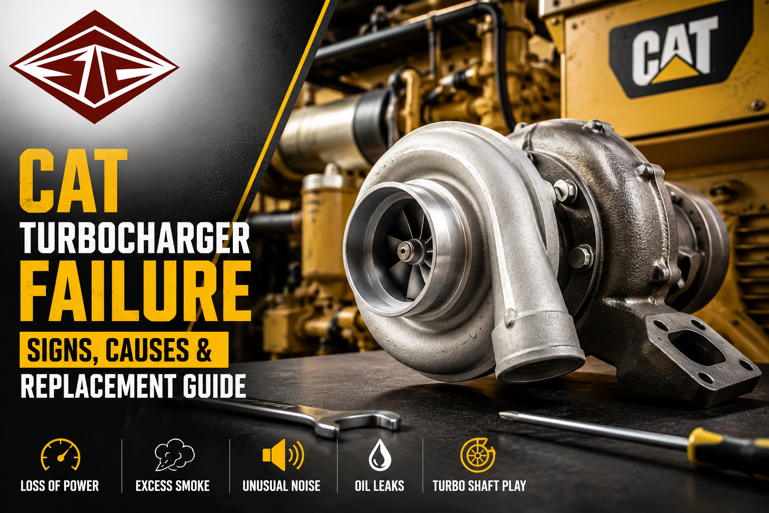 Learn the warning signs of CAT turbocharger failure, common causes, diagnosis tips, and replacement best practices. Find genuine and aftermarket CAT turbochargers at STC Engineering.
