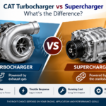 CAT turbocharger vs supercharger showing exhaust gas and crankshaft power sources